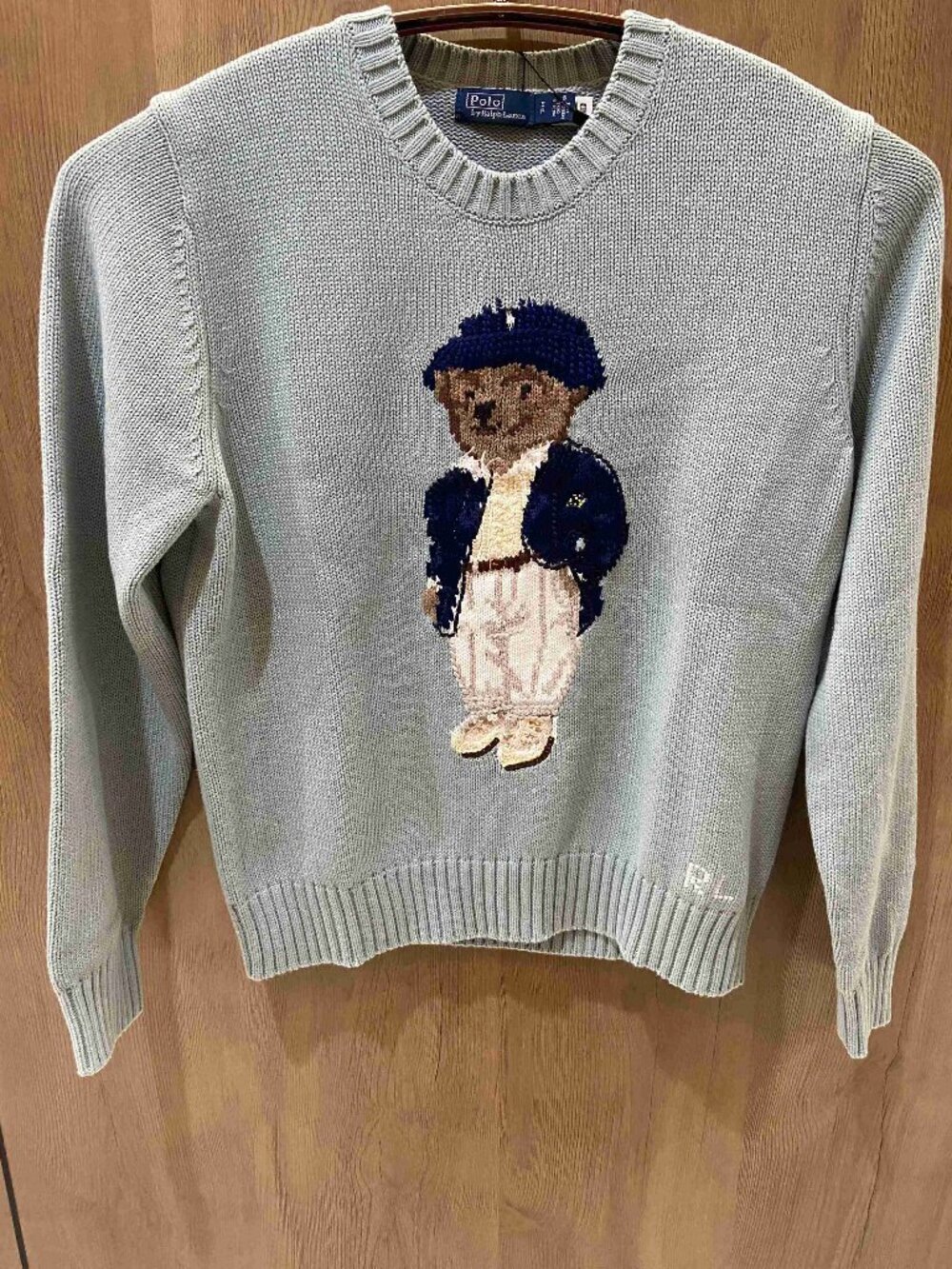 Polo Ralph Lauren Gentleman Polo Bear Light Blue Crewneck Knit Sweater